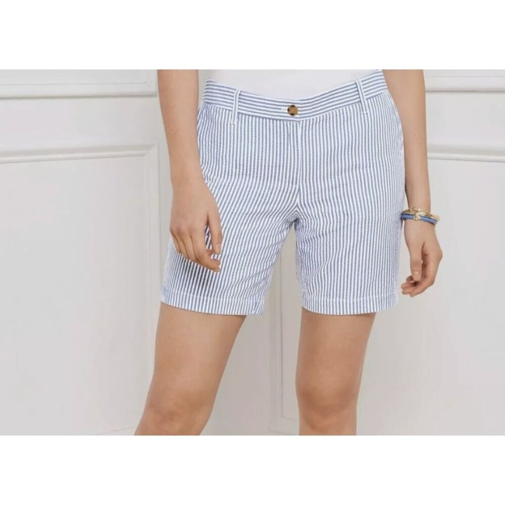 TALBOTS relaxed chino shorts in seersucker stripe size 14